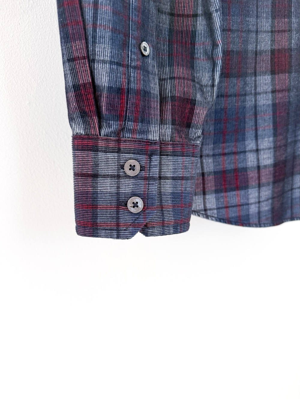 NEW Zachary Prell Corduroy Men's Plaid Button-Up Shirt Blue & Maroon M Cotton - Picture 9 of 12